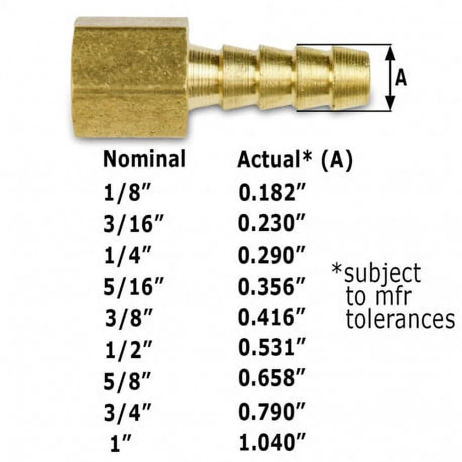 2pc everhot 3/4" fgh x 3/8" hose barb swivel brass adapter, lead free