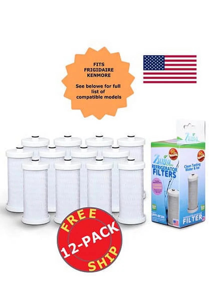 Zuma brand , water and ice filter , model # opff-rf300 , compatible with frigidaire® 204389101 - 12 pack - made in u.s.a.