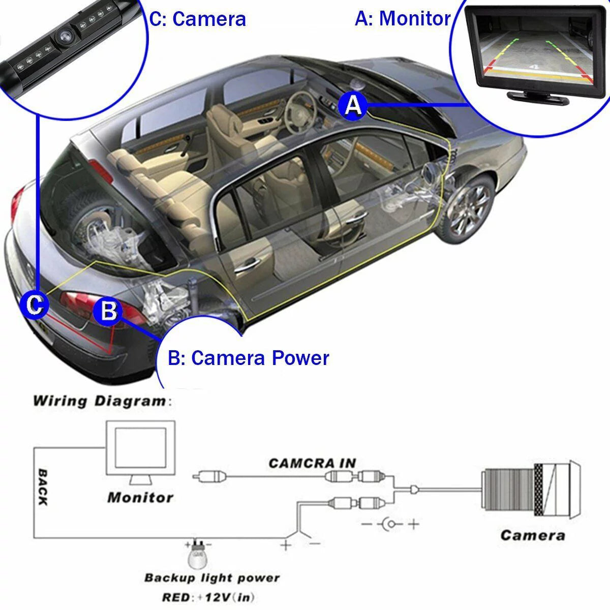 Universal slim chrome license plate hd camera with wide viewing angle