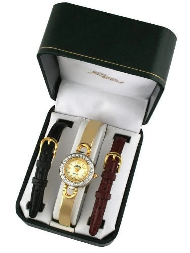 St3 women's gold-tone half bangle gift set watch