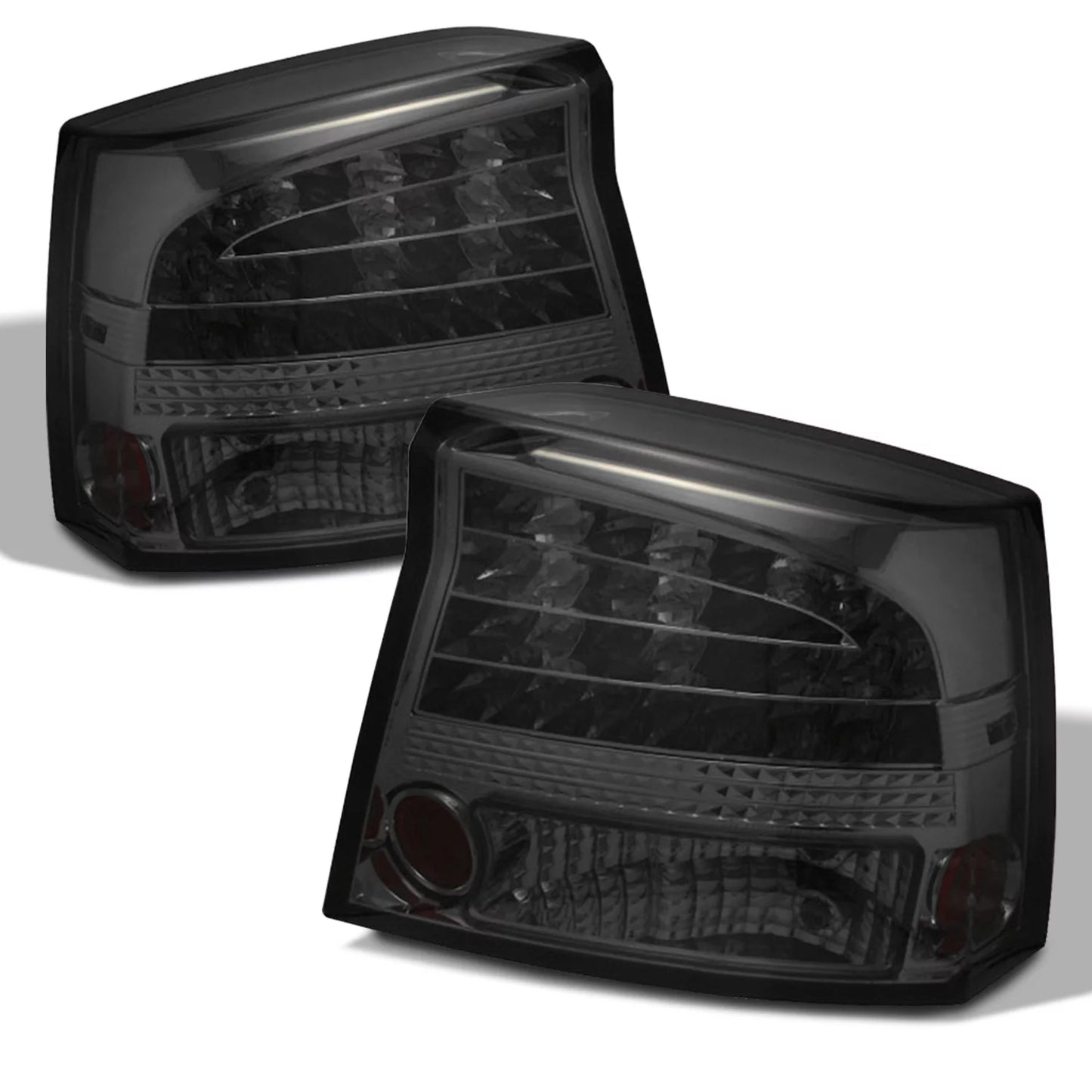 Akkon - [led tail + headlights]fits 2006-2008 dodge charger dual halo headlights + tail lights in black smoke housing