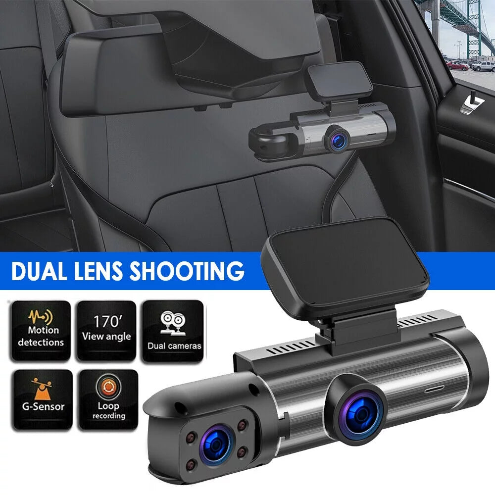 Vtin car dual lens dash cam hd 1080p video recorder camera g-sensor parking monitor