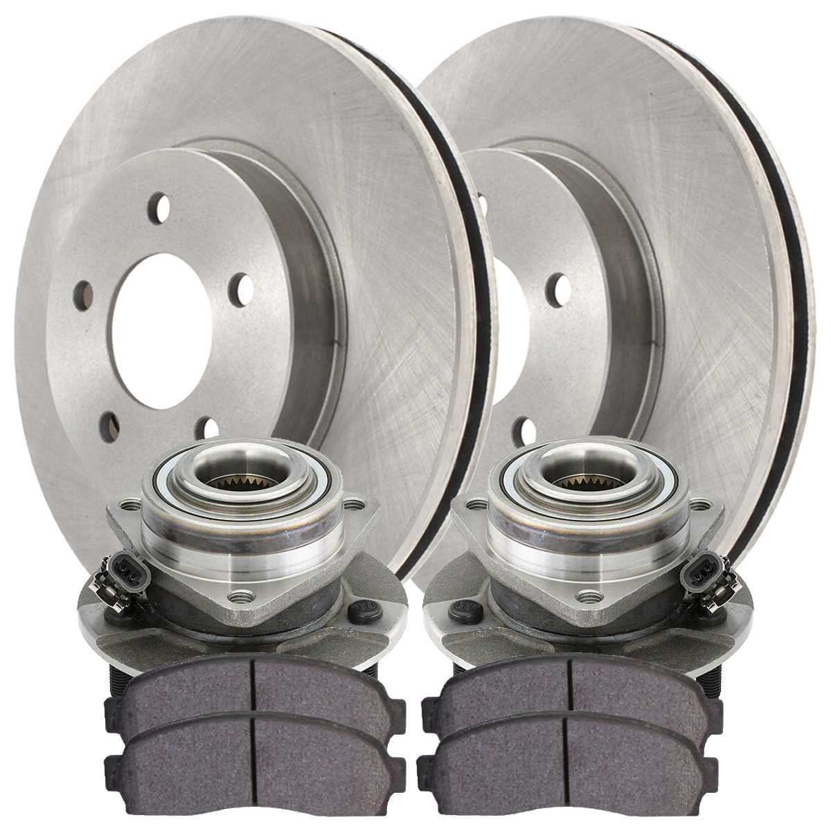 Autoshack front wheel bearing hub assembly brake rotors ceramic pads kit driver and passenger side replacement for 2002-2007 saturn vue 2005-2006 chevrolet equinox 2006 pontiac torrent 3.5l v6 awd fwd