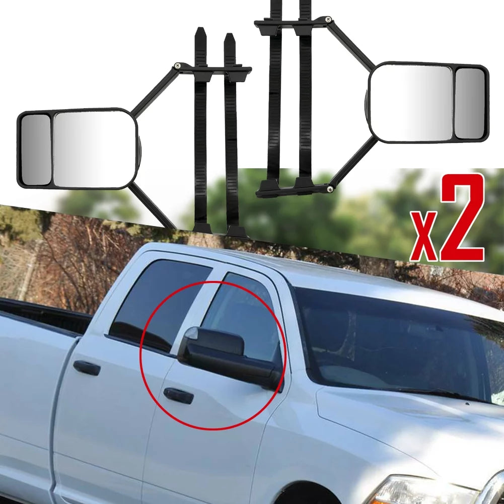 Xukey 2x universal adjustable trailer dual tow mirror extension car blind spot w/strap fit for pickup truck