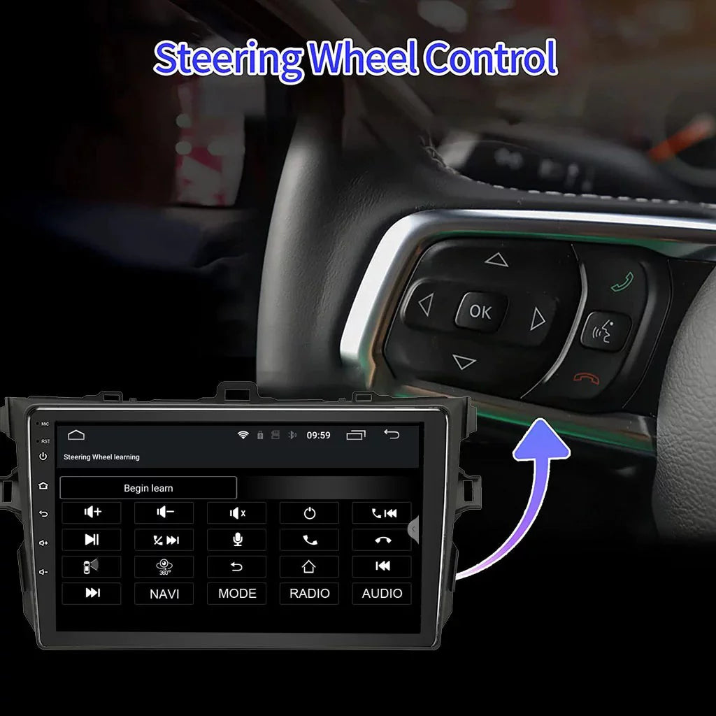 Binize android 12 car stereo for toyota corolla 08-12  compatible with wireless carplay&android auto,touch screen car radio support bluetooth, gps navigation, fm&am, backup camera